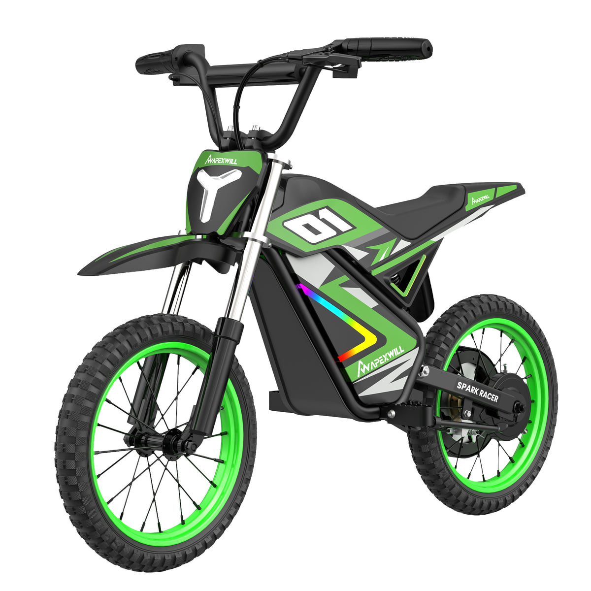 APEXWILL Spark Racer 14" Electric Dirt Bike for Kids – Up to 19 MPH