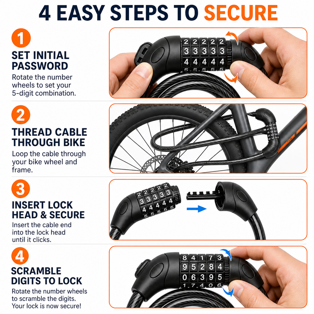 APEXWILL Long Cable Lock