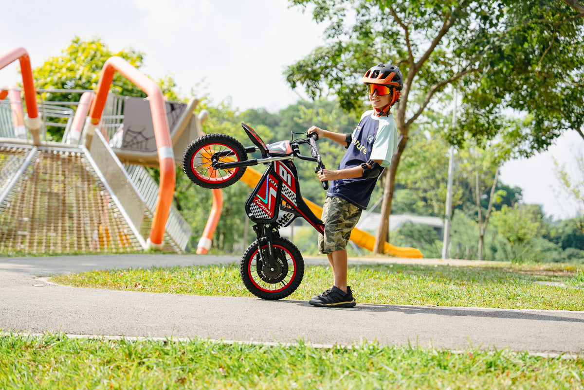 APEXWILL Spark Racer 14" Electric Dirt Bike for Kids – Up to 19 MPH